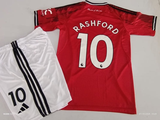 Manchester Rashford 2025 Home Jersey – Red (with shorts)